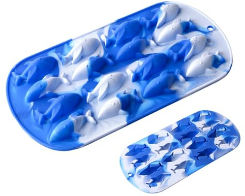 Eiswürfelform, 3D-Haifisch-Silikonform, leicht zu lösen, für Cocktails, Whiskey, Wein, lustige Getränke zum Kühlen in Küche, Kühlschrank, Café, Camping, Party und Unterhaltung, Blau