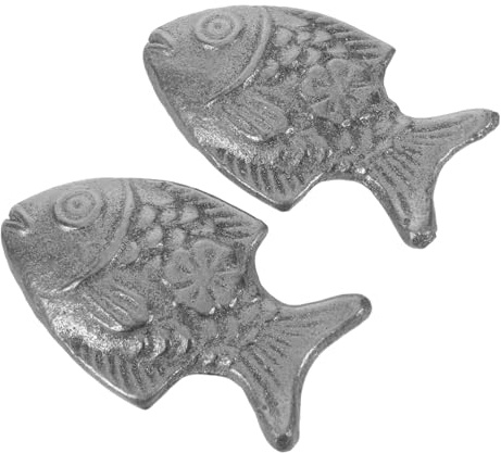 STOBAZA 2pcs Cast Iron Fish Cooking Tool Natural Iron Supplement for Vegans Athletes Pregnancy Anemia Support Multipurpose Fish-Shaped Plate for Boiling Stewing Brewing