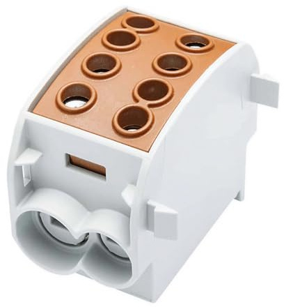 SIMET SCB 70 Verteiler-/Abzweigblock Al/Cu 80310, 1-polig 70 mm², bis 1000 V AC/DC, Montage auf DIN-Hutschiene TS35, 40×53,3×63 mm, braun