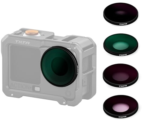 Tilta Action 6 Filter-Kit, ND8/ND16/ND32/Polarisationsfilter Kompatibel mit DJI Osmo Action 6 – Schwarz TA-T95-FK-B