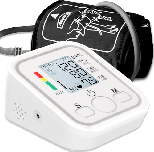 Blood Pressure Monitors Large Cuff Size 22-36cm - Blood Pressure Machine with Cuff for Upper Arm - Heart Rate Hypertension Monitor for Home Use - Blood-Pressure Monitor LCD Display - No Cable & Batt
