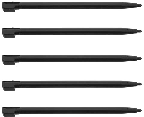 JECOMPRIS 5 Lápices Ópticos Portátiles para Pantalla Táctil con Punta Fina en Plástico Negro, Compatibles con Laptops y Smartphones, Paquete de 5 Unidades