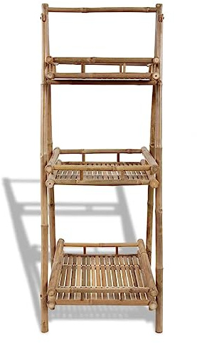 SKTQYQO Étagère en bambou pliable à 3 niveaux 56 x 50 x 145 cm