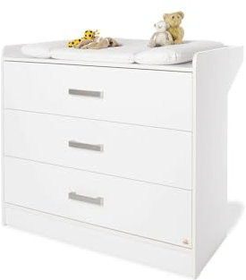 Pinolino Wickelkommode Viktoria breit, moderne, breite Wickelkommode, Wickelfläche 85 x 75 cm, Wickelhöhe 84 cm, Wickelansatz abnehmbar, weiß (Art.-Nr. 13 00 22 B)