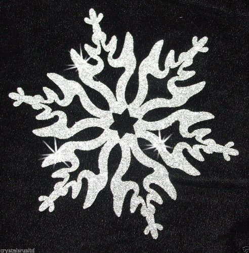 CrystalsRus Schneeflocken, zum Aufbügeln, glitzerndes eine Applikation 5.08 cm Silber