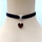HuntGold 1X Lady Girls Velvet Choker Necklace Retro Handmade Love Heart Crystal Pendant(red)