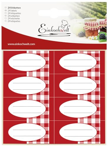 Weck Einkochwelt Etiketten für Einmachgläser/Flaschen (24 selbstklebende Etiketten, Größe 54x25 mm, für Marmeladengläser, Gewürzgläser) 3822