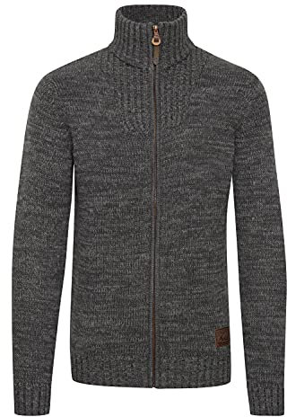 !Solid SDPomeroy Herren Strickjacke Cardigan Grobstrick Pullover mit Stehkragen Reißverschluss 100% Baumwolle Regular fit, Größe:M, Farbe:Dark Grey (2890)