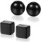 JewelryWe Schmuck 2 Paare Herren Damen Ohrringe, 8MM Quadrat Rund Magnet Fake-Plugs Fake-Piercing Ohrstecker Tunnel Plug Ohne Loch Magnetisch Ohr-Clips, Edelstahl, Schwarz
