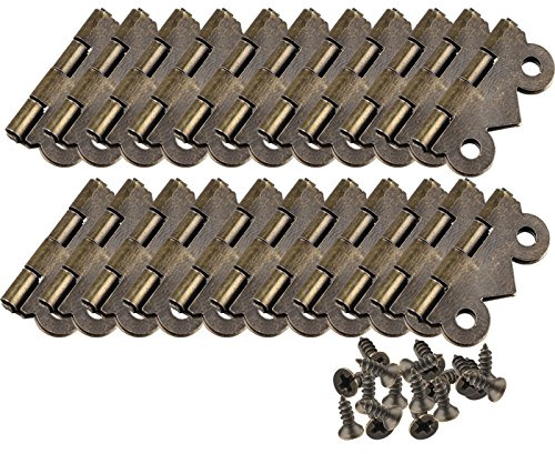 HALJIA 20pcs Mini Cabinet Drawer Box Butterfly Hinges Vintage Antique Bronze DIY Decor for Jewelry Wood Case Box Connectors Decorative 2 * 1.7cm Hasp Latch Lock 80 PCS Replacement Screws