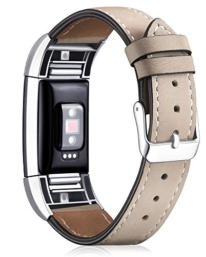 AISPORTS Armband Kompatibel mit Fitbit Charge 2 Armband für Damen, Fitbit Charge 2 Armband aus Weichem Atmungsaktivem Lederarmband mit Metallschnalle Ersatzarmband für Fitbit Charge 2 Fitness Tracker