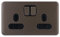 Schneider Electric Lisse - Presa di corrente senza viti a doppio interruttore, 13 A, GGBL3020DBMB, bronzo moka con inserto nero