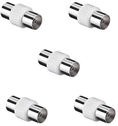 121AV TV Aerial Coax RF Joiner Coupler Female to Female Coaxial Coupler Gender Changer (Pack of 5)