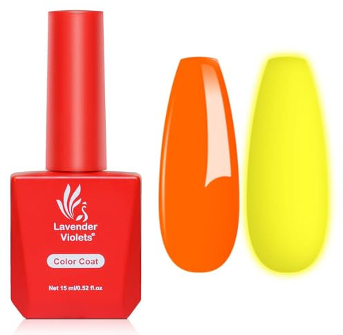 Lavender Violets 15ml Gel Nail Polish Glow in The Dark Neon Orange Pumpkin Night Glow Yelow Colour Halloween UV LED Soak Off Manicure Pedicure Larger Content A0162