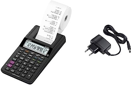 Casio HR8RCE Calculatrice Imprimante Semi Professionnelle Noir & AD-A60024SGP1OP1EH Adaptateur pour Calculatrice Noir