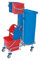 Splast verchromter Putzwagen mit Moppresse, Beutelhalter 120l und Plastikeimern, Variante:mit 2X 6l Eimer