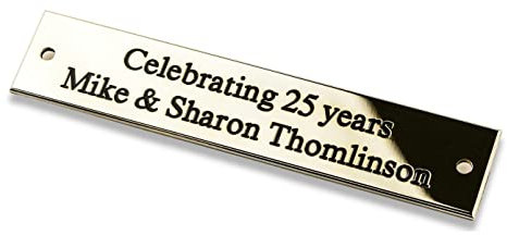 Rectangular solid brass engraved nameplate, Small 100mm x 20mm. Personalised engraved memorial plaque