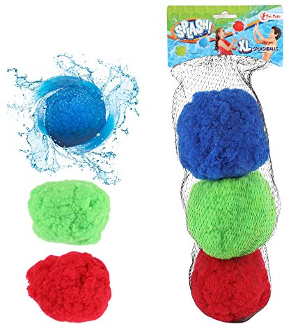 Toi-Toys Wasserbombe wiederverwendbar Splash - 3 Stück Wasserballons Ø 15 cm im Netzbeutel - schnelle Befüllung Water Balloons Wasserspielzeug Wasserballons für Kinder Pool