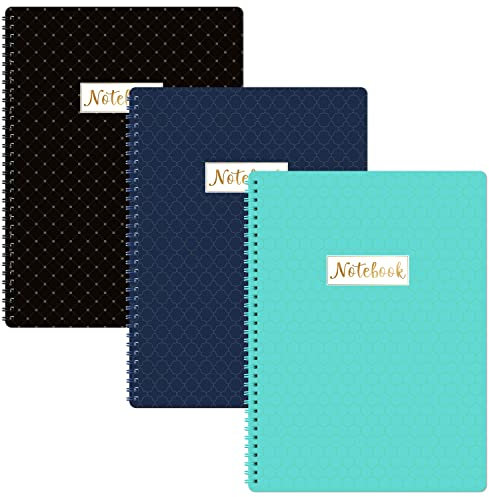 A4-Notizbücher/Notizblöcke - A4-Notizbuch mit 3er-Packung und Premium-Papier, drahtgebunden, 29,6 x 23 cm, weicher Ring, leicht abreißbar, College-Tagebuch