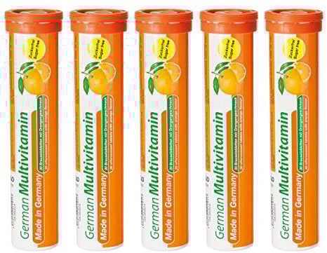 Multivitamin Brausetabletten 5x20 Stk. Orangengeschmack - Vitamin C, E, B1, B2, B6, B12, Biotin, Folsäure, Niacin, Pantothensäure – T&D Pharma German Multivitamin – Made in Germany