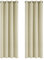 Deconovo Window Decoration Super Soft Thermal Insulated Eyelet Room Darkening Curtains for Bedroom Beige 46x63 Inch 2 Panels