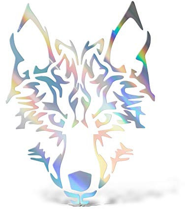 ERREINGE STICKER PRESPAZIATO OLOGRAFICO IRIDESCENTE 15 cm - Lupo Tribale - Adesivo Decal Decalcomania Vinile Murale Laptop Auto Moto Casco Camper