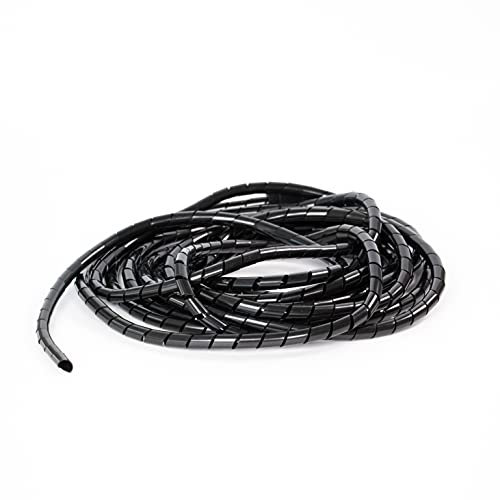 Hicab Spiral-Kabelschlauch 4-50 mm, 10 m, schwarz. Kabelbuendler z.B. für Schreibtisch, PC, TV/Fernseher.