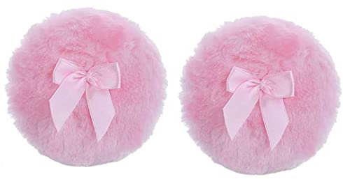 Lot de 2 houppettes à poudre rondes en peluche douce pour le visage et le corps, 10,2 cm