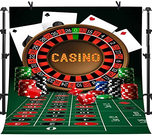 PHMOJEN Casino-Themen-Hintergrund, 3x3 m, Las Vegas Roulette Farbchip Poker-Fotografie-Hintergrund, extra groß, Vinyl, Casino, Nacht, Dekoration, Happy Birthday Party Banner Hintergrund BJYPH57