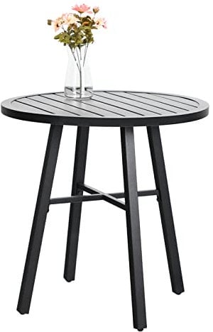 PHIVILLA Outdoor Garten Beistelltisch Rund Balkontisch Kleine Gartentische Terrassentisch Kaffeetisch Terrasse Couchtisch Metall Rund Schwarz