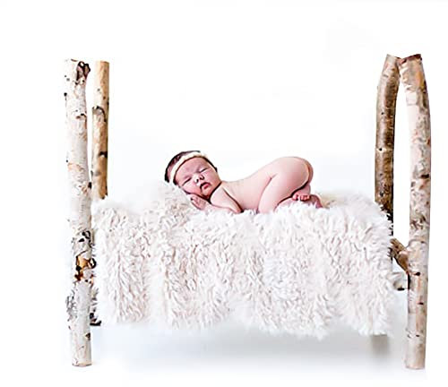 URFEDA Neugeborene Fotografie Requisiten Decke, Weicher Plüsch Baby Wrap, DIY Neugeborenen Foto Requisiten Prop Wrap für Baby Fotografie Taufe, 160 cm x 100 cm, Weiß