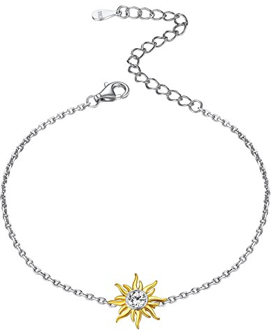 ChicSilver Silber Armband für Damen, 925 Sonne Armkette mit Diamant Geburtsstein, Boho Armschmuck mit Geburtsstein für Strand, Schmuck für Frauen Mädchen