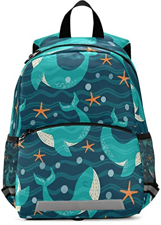 Anantty Kinderrucksack Süß Wal Seestern Kleiner Freund Kindergartenrucksack für 2-6 Jährige Kinder im Kindergarten und Kinderrucksack für die Kita