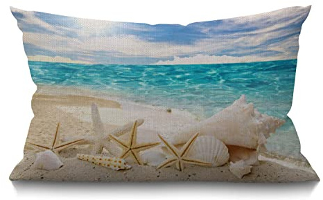 BGBDEIA Cushion Cover,Beach Rectangle Outdoor Cushion Covers 12x20 inch, 30 x 50 cm Cushion Cover with Invisible Zip for Sofa Chair Living Room