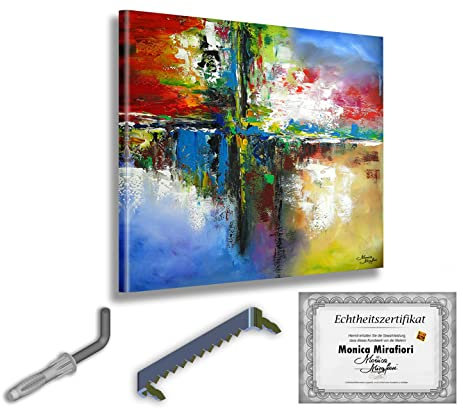 Monica Mirafiori I 100% HANDGEMALT I Gemälde Scheinen 90x90cm | Gemälde Handgemalt | Acrylgemälde | Sehr Großes Acrylbild I Moderne Kunst I Kunstbilder