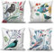 ASDCXZ Frühling Kissenbezug 40x40 cm 4er Set, Frisch Blume Vogel Muster Sofa Kissen Dekokissen Kissenbezüge Kissenhülle Waschbar Polyester Flachs Textil Outdoor Polster Kopfkissenbezug Kissen Bezug