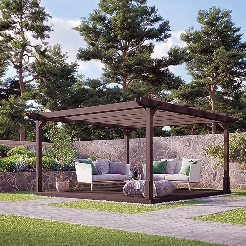 Rutland County Garden Furniture Double Premium Pergola And Decking Kit - Pergola With Decking - Wooden Gazebo Canopy Pergola Kit - Garden Arch Garden Room (2.4m x 2.4m, Rustic Brown)