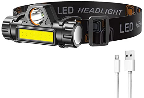 XPE+COB Angelscheinwerfer, wiederaufladbar, USB, Starke Taschenlampe, stufenloses Dimmen mit Kopfband for Nachtlaufen