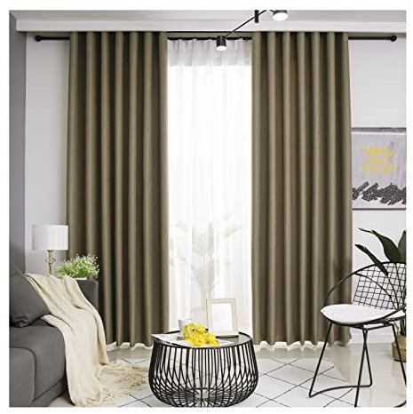 Aotiwe Scheibengardine Verdunkelnd, Gardinen Wohnzimmer Deko Einfarbig Braun Leinen 2 Stücke 137X244cm