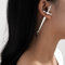 Clataly Gothic Long Sword Earrings Red Water Drop Earrings Punk Cross Dagger Screw Back Ear Clip Youth Earrings（Single Earrings） (Silver)