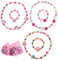Zkaoai 6 Stück Holz Kinder Schmuck Set, Mädchen Schmuck, Einhorn Perlen Halskette und Armband, Bunte Holz Schmuck Perlen für Geburtstags Kinder Mitgebsel, Prinzessin Mädchen Dress Up