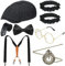 1920er Herren Accessoires Gatsby Kostüm Zubehör 20er Jahre Verkleidung Schiebermütze Hosenträger Fliege Krawatte Taschenuhr Brille Ärmelhalter Kunststoff Halter (Ballonmütze)