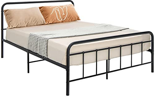 GIANTEX Bettgestell Bettrahmen für 160x200 cm Matratze, Metallbett mit Lattenrost, Doppelbett Metall mit Kopfteil & Fußteil, Stauraum unter dem Bett, Jugendbett Modern Plattformbett (208x164x101 cm)