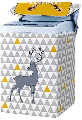 Odot Housse de Protection pour Machine à Laver, Chargement par Le Haut Couvre-Machine Protecteur Anti-Poussière Couverture pour Machine Sèche-Linge et Lave-Linge (Gris Jaune,L (6.8-8kg))