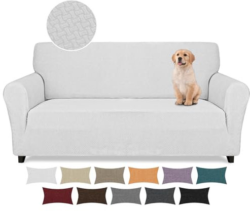 Lydevo Stretch Sofabezug 2 Sitzer Sofa überzug Neu Jacquard Taktiles Upgrade Sofahusse Elastisch Waschbar Sofabezug Mit Armlehnen mit 2 Stücke Kissenbezug,Taktiles Jacquard#Beige