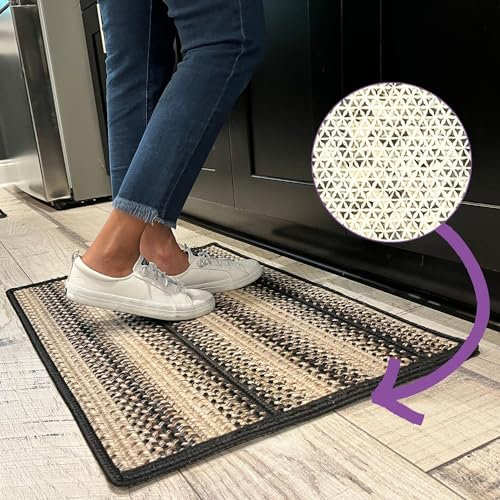 Homespice Blackbird rutschfeste geflochtene Teppiche mit Teppich-Pads für Küche, Eingangsbereich, Badezimmermatte, 7,6 x 1,5 m, rechteckig, schwarz und braun, Küchenteppich, Outdoor, Landhausstil