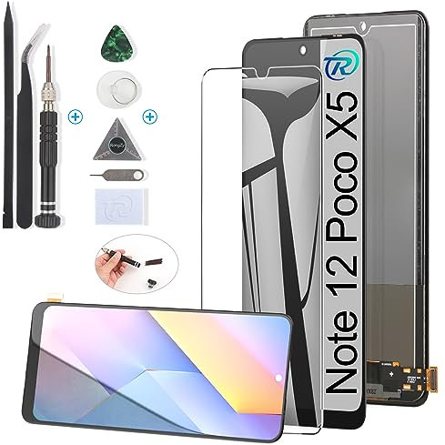 RongZy Pantalla para Xiaomi Redmi Note 12 4G/5G /Poco X5 Pantalla Táctil LCD Kit de Pantalla de Repuesto Ensamblaje Digitalizador de Reemplazo con Herramientas(6.67'')