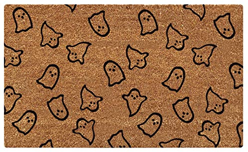 Halloween Fußmatte Welcome Fußmatte 60x40 cm, Kürbis Geist Fußmatten Waschbar Fußabtreter Pflegeleichte Fussmatte Schmutzfänger rutschfest optimale Eingangstürmatte für die Haustür (H, One Size)