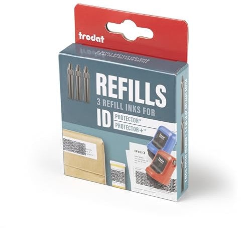 Trodat Nachfülltinten für ID Protector+ & ID Protector – Datenschutz Rollstempel – 3er Pack Nachfülltinten