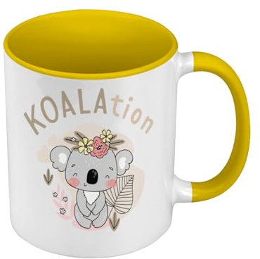 Koala Koala Koalation Carino Kawaii Disegno Illustrazione Tazza con manico e interno colorato